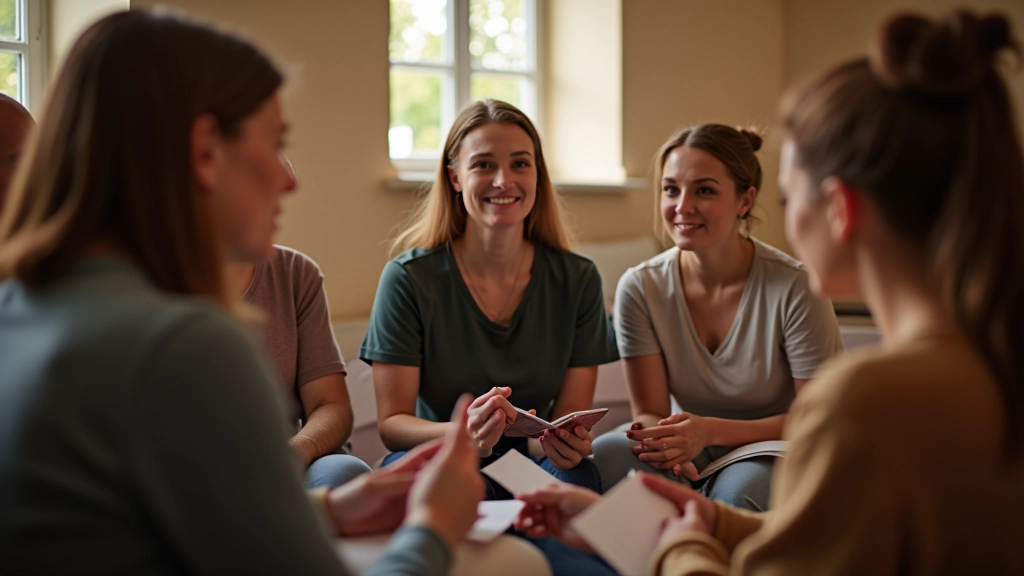 Kruh osob v bezpečné skupině sdílející své autentické příběhy s důvěrou