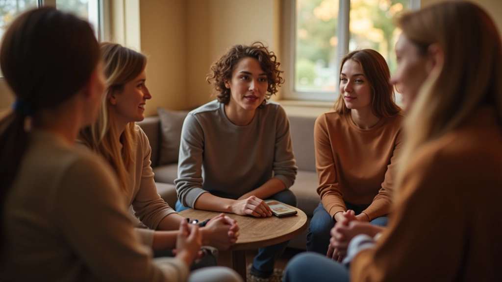 Podpůrná skupina lidí v rozhovoru o osobních příbězích