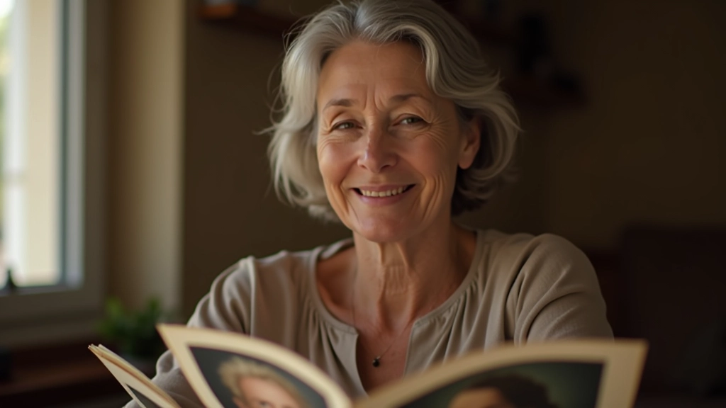 Starší žena s úsměvem vzpomíná na pozitivní okamžiky ze svého života